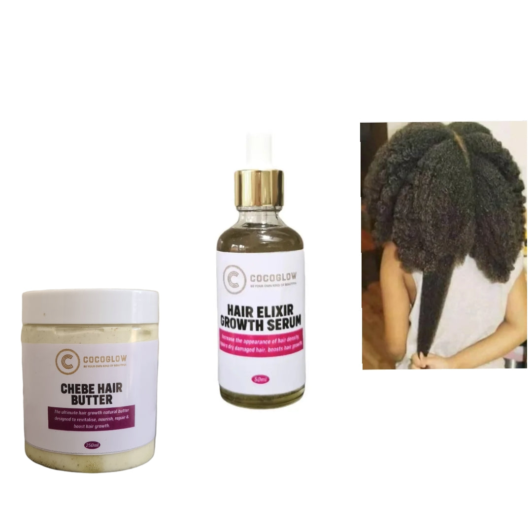 Chebe hair growth butter & hair Elixir serum/ scalp oil (effective hair growth booster set)